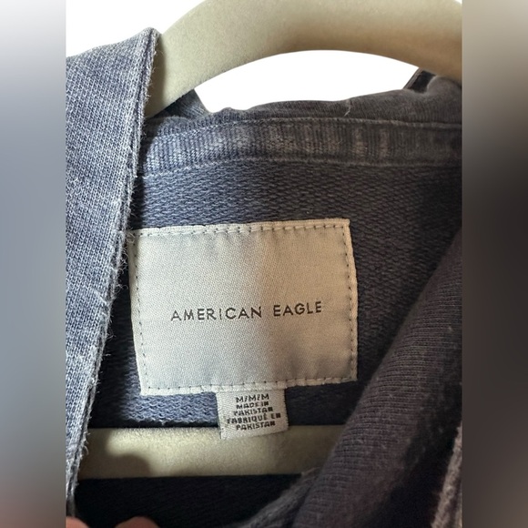 American Eagle Men’s Hoodie Sweatshirt Blue Graphic Logo Pullover Size M - Picture 8 of 11